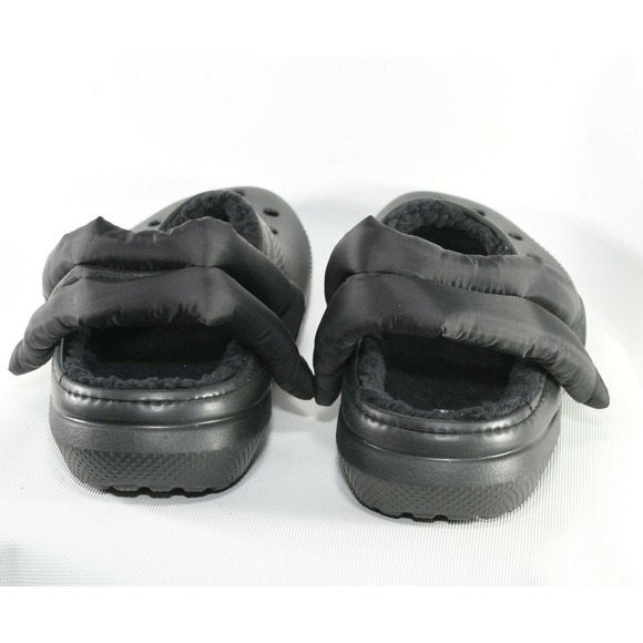 CROCS Black Clog with Fur Lining with Padded Heel Straps Shoe (Men's Size 12) - Picture 6 of 7